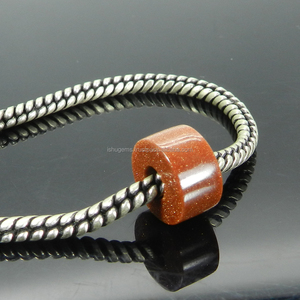 Perles à pneus lisses de 4x14x8x5mm, pierres de soleil synthétiques, à gros trous, couleur marron, IG0110 - Product Image 2
