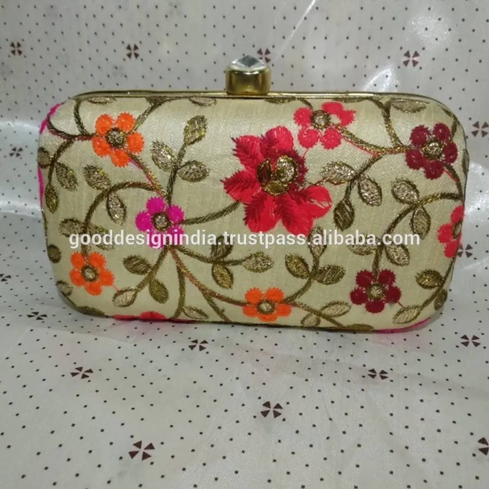 Cartera con bordado de flores para mujer, bolso de mano con cuentas de diseñador, 2019