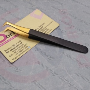 แหนบต่อขนตาสีดำแหนบปลายขนตาชุบทองทำจากวัสดุเนื้อแข็งแบบรัสเซีย - Product Image 1
