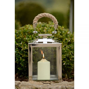 Worthbuy — lanterne de bougies en acier inoxydable, avec poignées en corde de Jute, décoration d'hôtel et maison, prix de gros - Product Image 2