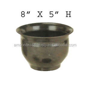 Macetas y macetas redondas de hierro y Metal con acabados antiguos hechos a mano de buena calidad, maceta de Metal de estilo único - Product Image 4