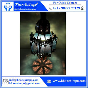 Lámpara de araña marroquí, luz colgante de latón, cobre, cadena de hierro macizo de vidrio de colores, latón antiguo europeo, marroquí - Product Image 3