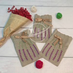Sachet brodé à la lavande avec ruban, sacs à linge, sacoches brodés machine - Product Image 1