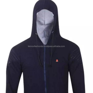Couverture unie de haute qualité avec poche avant et fermeture éclair, logo imprimé personnalisé en coton pour hommes, collection de sweats à capuche du Bangladesh - Product Image 1