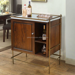 Cabinet Mini Bar with Marble Top Mahogany Wood Furniture, American Wood Furniture Style, Hotel Furniture Project