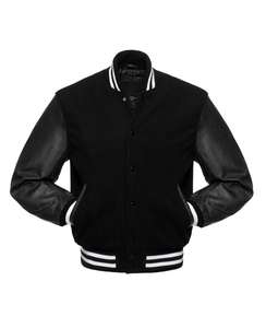 Veste en laine pour hommes, sterling 100%, fabriqué sur mesure, manches en cuir - Product Image 1