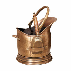 Cubo de carbón plateado Chimenea Scuttle Cubo de carbón antiguo Cubo de carbón de hierro de metal Nueva llegada Mango de madera - Product Image 4