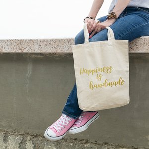 Beautifully Handmade Happiness Is Handmade, <b>Canvas</b> <b>Tote</b> Bag, Gift Ideas - Product Image 1