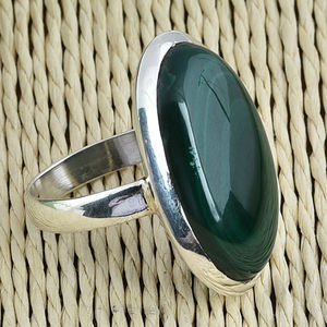 Anillo de Plata de Ley 925 con piedras preciosas de malaquita verde ovalada, joyería elegante, clásico, chapado en plata, anillo de moda para Unisex - Product Image 3