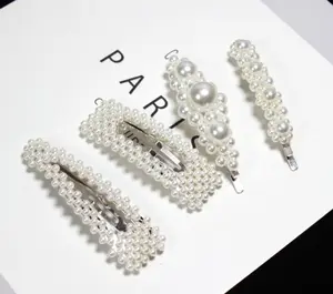 Horquillas decorativas para el pelo para boda, joyería de perlas blancas