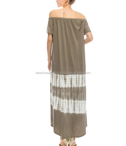 Vestidos largos con hombros descubiertos de verano 2024 para mujer, vestido Maxi de rayón Tie Dye - Product Image 2