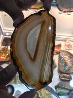 Agate ovale brésilienne de grande taille de haute qualité pierre semi-précieuse artisanat cristal artisanat tranche d'agate