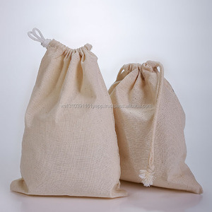 VietNam Supplier Custom Logo Promotional Silk Screen Printed Letter Daily Use Small Size Cotton <b>Canvas</b> Drawstring <b>Shopping</b> <b>Bag</b> - Product Image 2