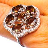 แหวน925เงินแท้คุณภาพดีอัญมณีควอตซ์สโมคกี้ธรรมชาติสำหรับงานปาร์ตี้ - Product Image 2