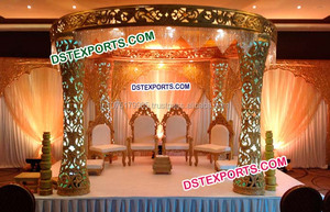 Diseñador tallado boda real Mandap famosa fibra boda Delizio Mandap boda oro Mandap configuración personalizada Mandap Set EE. UU. - Product Image 2