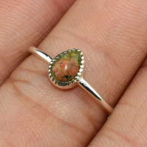 ลูกแพร์เสมือนรูปร่างสีเขียว Picasso แจสเปอร์925แหวนเงินออกแบบเครื่องประดับเงิน925ขายส่งเครื่องประดับเงิน - Product Image 5