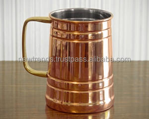 Nueva llegada Taza de cobre de mula de Moscú ecológica con mango de cobre Taza de cerveza de diseño raro de 16 onzas para fiestas y venta al por mayor - Product Image 4