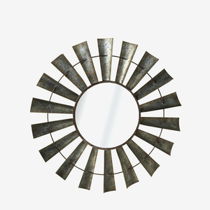 Cadre de miroir mural rond en métal galvanisé décoratif pour la maison - Product Image 1