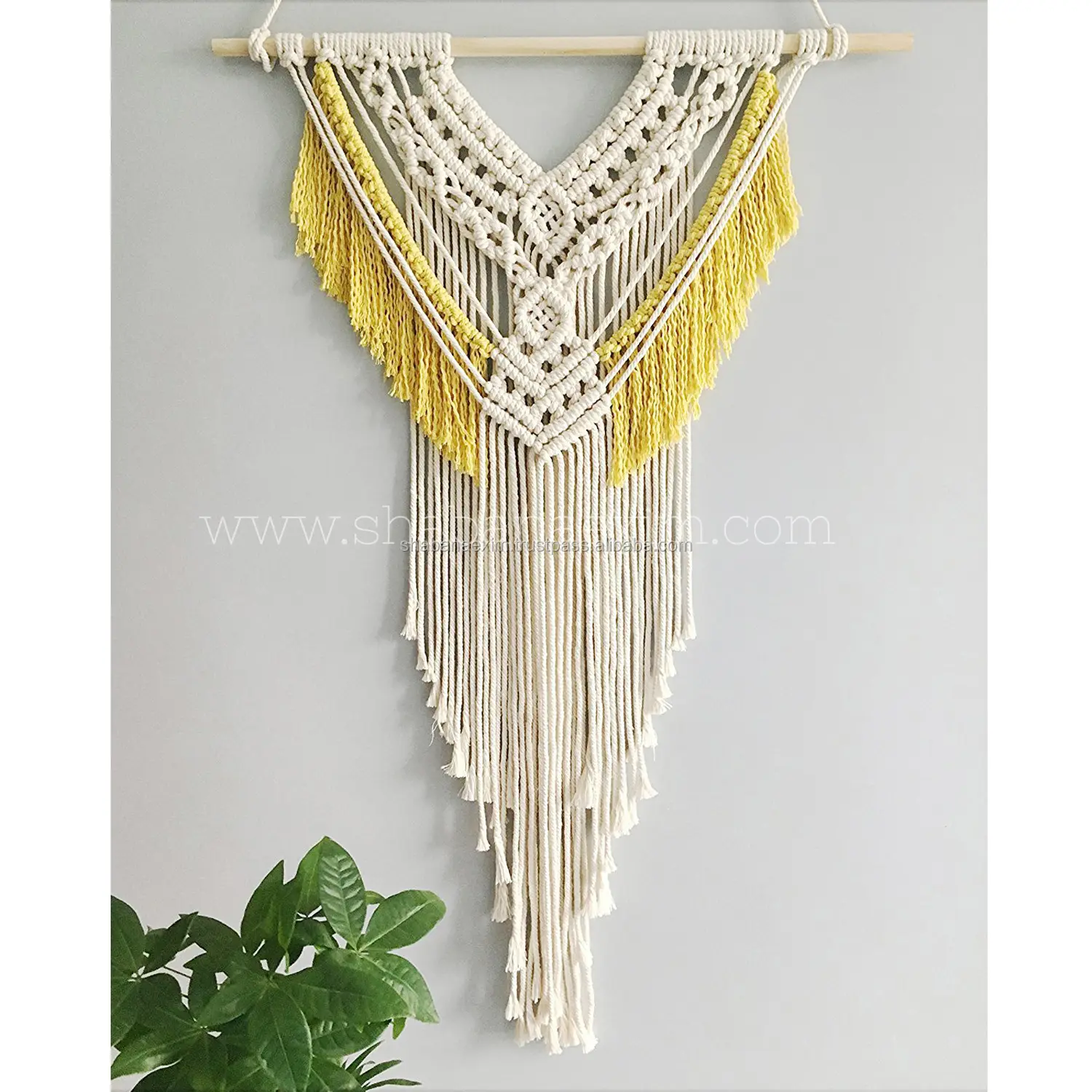 แขวนผนังอินเดียวินเทจสีขาวพรมโบฮีเมียนตกแต่งMacrame Wall Artแฮนด์เมดMacrameแขวนผนัง