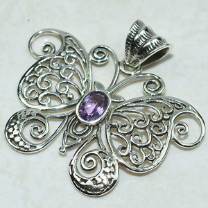 Pendientes de plata de ley 925 con amatista púrpura en forma de mariposa, joyería de plata de ley 925 - Product Image 2