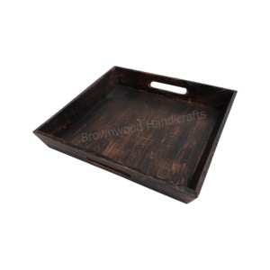Plateau de service en bois de manguier de qualité alimentaire Design personnalisé avec poignée Plateau en bois pour la maison, le restaurant, l'hôtel et l'extérieur à l'intérieur - Product Image 1
