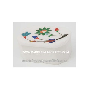 Incrustation de marbre faite à la main, belle boîte à pilules - Product Image 1
