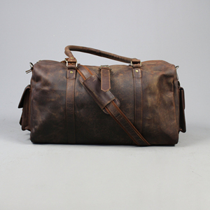 Sac en cuir synthétique Style Vintage, sac polochon marron, week-end de voyage, VCS 0017 - Product Image 1