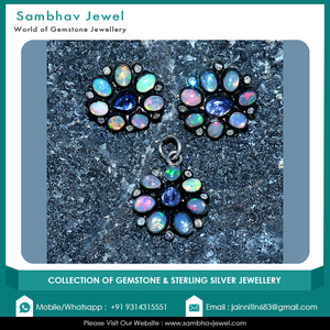 À la mode naturel opale pierre précieuse Zircon solide 925 boucles d'oreilles en argent Sterling pendentif ensemble or pour femmes filles cadeau parfait - Product Image 6