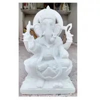 El yapımı beyaz mermer Lord Shri Ganpati Ji saf Makrana mermer heykel hint tanrı heykeli İbadet için