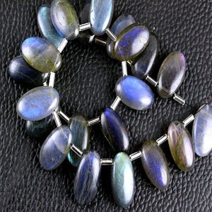 Cuentas de cristal de labradorita Natural de alta calidad, Briolette suave llamativo azul en forma ovalada pulida para la fabricación de joyas al por mayor - Product Image 2