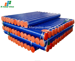 Bâche en tissu tissé enduite de PE, bleue et orange, imperméable, de qualité industrielle, pour usage extérieur, pour camions et bateaux, vente en gros - Product Image 5