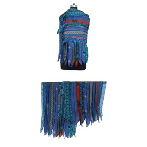 <b>Vintage</b> Silk Sari Dupatta / Wrap Neck <b>Scarf</b> Indian Sari Patches Reversible <b>Scarf</b> Colorful Striped <b>Scarf</b> <b>Vintage</b> Silk Panel Sari - Product Image 1