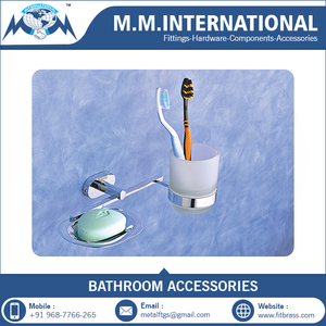 Juego de baño decorativo de dos piezas montado en la pared de Metal con soporte para vaso y cepillo de dientes ecológico y fácil de limpiar - Product Image 4