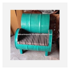 Canapé sectionnel à un siège unique de style baril à huile ancien en fer industriel vintage, revêtement en tissu, style européen unique, salon - Product Image 2