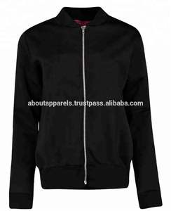 เสื้อแจ็กเก็ตเบสบอลสตรี,ผ้าฝ้ายทอลายทแยงเสื้อบอมเบอร์คอกลม