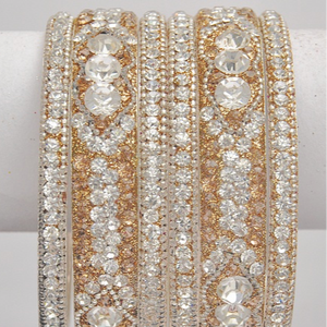 Gold and Silver Exclusive Lac Lakh Crystal <b>Bangle</b> <b>Bracelet</b> - Product Image 1