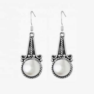 Handmade Women's Vintage Freshwater <b>Pearl</b> <b>Drop</b> <b>Earrings</b> 925 Sterling Silver Gold Plated Wedding Party Jewelry Gift - Product Image 1