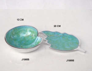 High Quality Two Tone <b>Blue</b> and Green Enamel on Cast Aluminum <b>Bowl</b> with Food Safe Enamel Serving <b>Bowl</b> Home Decor - Product Image 3