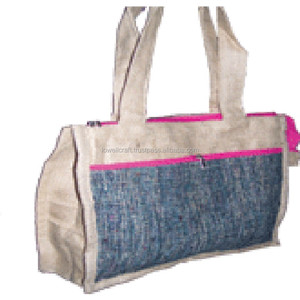 Extra Large JUTE SHOPPING <b>BAG</b> with Zipper Closure and Rope Handle - Product Image 2