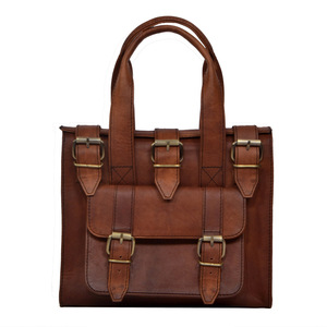 Mini sac à main en cuir véritable de chèvre vintage fait à la main vente en gros de sac à main tendance pour ordinateur portable de dame pour le bureau et les affaires avec poche avant - Product Image 1