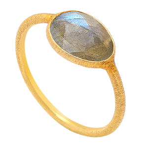 Bague en argent sterling 925 avec pierre précieuse de labradorite naturelle avec bague unie plaquée or bijoux bague à la mode pour cadeau de mariage. - Product Image 2
