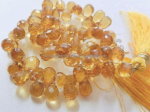 ลูกปัดอัญมณีสีส้มขนาด8-9มม. ทรงหยดน้ำสีมะนาวกึ่งมีค่า - Product Image 4