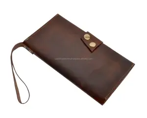 Carte de crédit vintage faite à la main/porte-monnaie pour femmes Nouveau sac à main en cuir véritable de couleur marron pur chasseur simple pour femmes et filles - Product Image 1