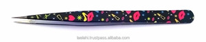 Juego al por mayor de 6 pinzas personalizadas de acero inoxidable 2026 para extensión de pestañas, rectas y curvas con punta doblada para uso en cejas - Product Image 2