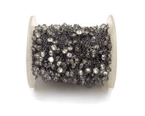 Cubic Zircon Round Shape Natural Black Rhodium Layered <b>Waist</b> Face Mask Finish Gemstone Bezel Coin Charm <b>Chain</b> - Product Image 3