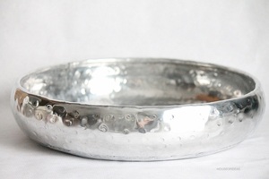 Bol en métal poli naturel, bol en aluminium durable, 30x30x3, maison/htlal - Product Image 2