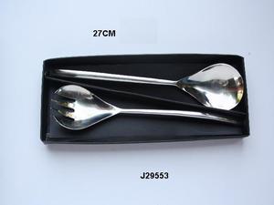 Ensemble de saladiers martelés et polis miroir, fabriqué en acier, style cuillère, couverts, cuillère à salade et fourchette à salade, vente chaude - Product Image 4