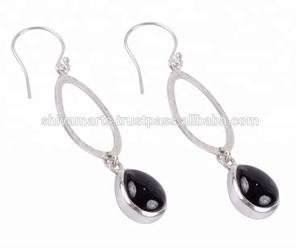 Beautiful Solid 925 Sterling Silver <b>Earring</b> For Women Natural Black Onyx Gemstone <b>Rhodium</b> & Silver Plated Jewelry Manufacturer - Product Image 2