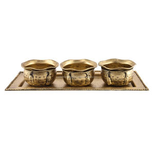 Ensemble de 3 bols anciens en aluminium avec plateau Vintage Dish & Plate Dish nouveau design trendy hot selling fancy bowl set - Product Image 1