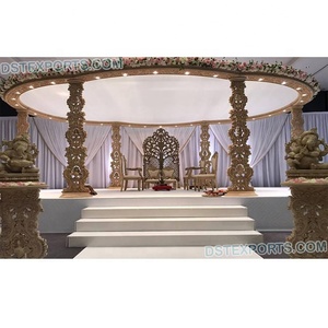Mandap de Madera para Bodas Indias, Mandap de Madera Exclusivo para Bodas, Mandap Redondo Tallado en Madera para Bodas, Australia, Estados Unidos - Product Image 1